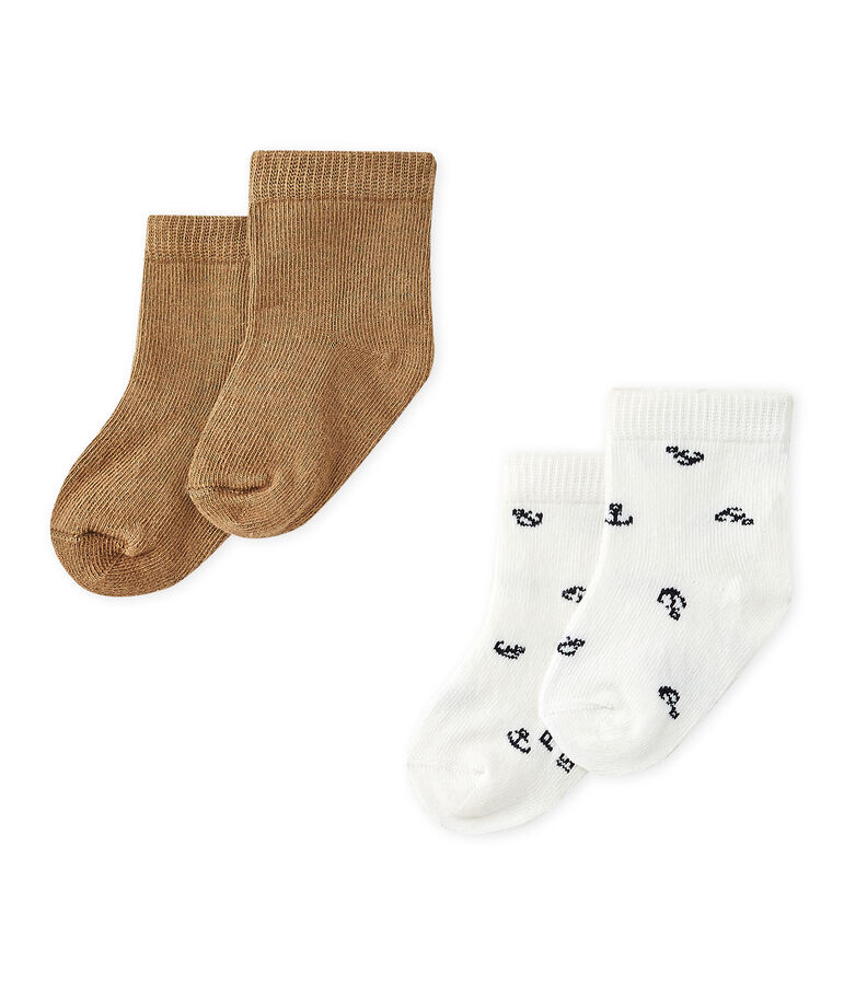 Lot de 2 paires de chaussettes b&eacute;b&eacute; gar&ccedil;on blanc