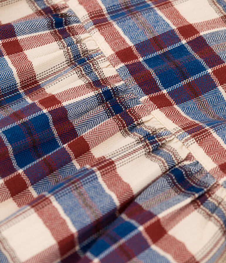 Flanellen geruite jurk met lange mouwen voor meisjes wit AVALANCHE/ MULTICO