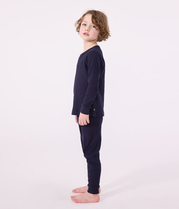 Pyjama uni en coton enfant bleu marine