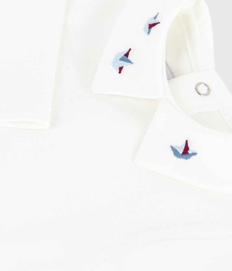 Body b&eacute;b&eacute; en coton &agrave; col brod&eacute;, uni blanc