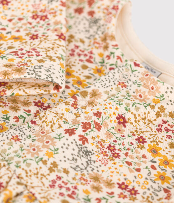 Jurk met lange mouwen in doorgestikte tubic met print voor baby's wit AVALANCHE/ MULTICO