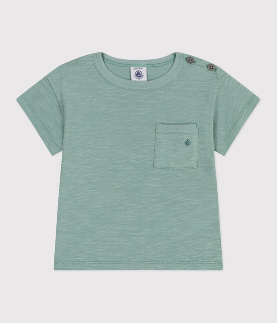Effen katoenen T-shirt met korte mouwen voor baby's groen PAUL