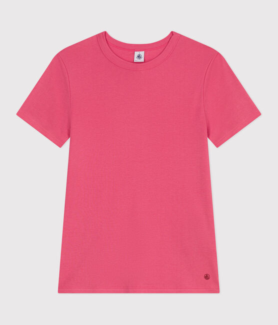 Effen katoenen T-shirt L'Iconique voor dames roze PEONIA