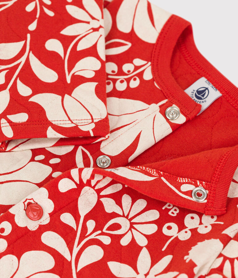 Vest in doorgestikte tubic met print voor baby's oranje/ecru