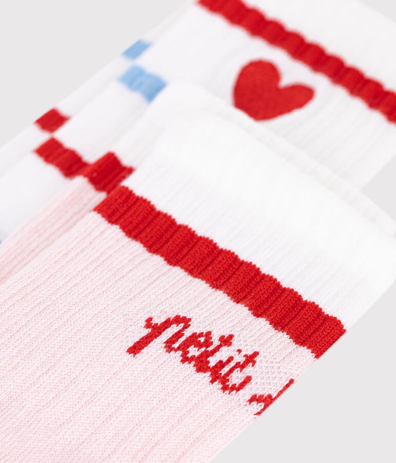 2 paires de chaussettes enfant fille en coton &agrave; rayures multicouleur