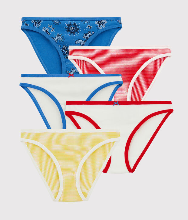 Set van 5 damesslipjes in biokatoen multicouleur