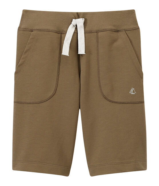 Jongensbermuda in zware jersey bruin SHITAKE