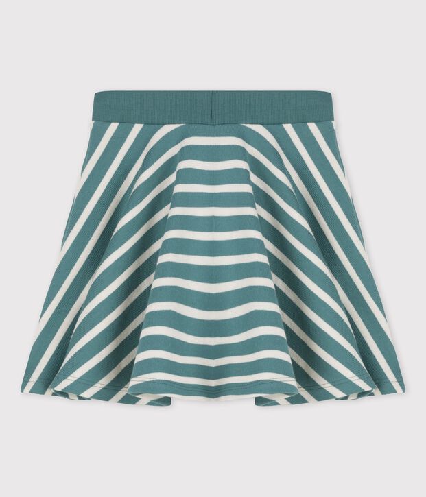 Jupe en coton enfant fille vert/&eacute;cru