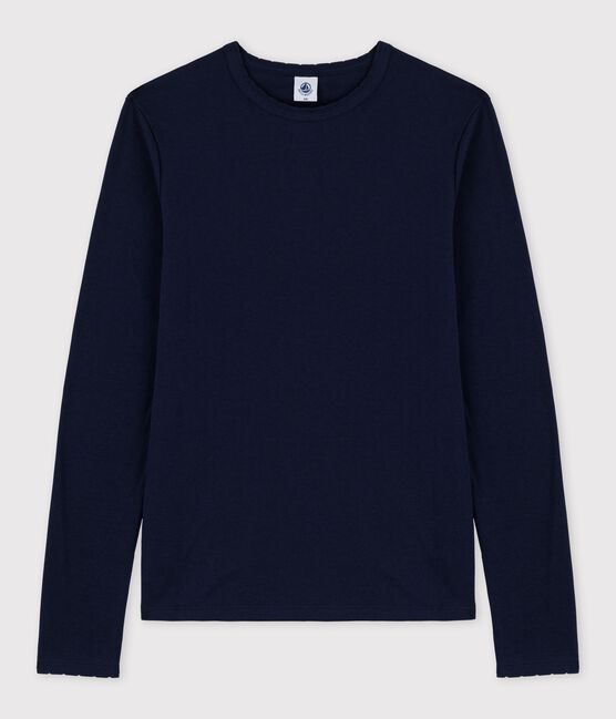 Iconisch T-shirt met cocottesteek in katoen voor dames blauw SMOKING