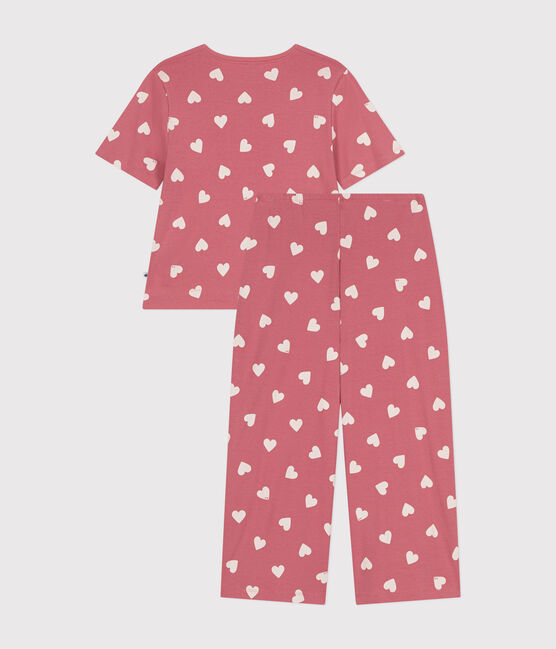 Pyjama en coton imprimé cœur femme rose ROSEWOOD/ MARSHMALLOW