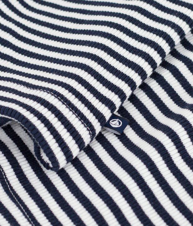 Katoenen damescardigan met strepen blauw/wit