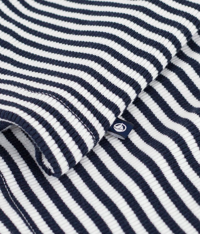 Cardigan femme en coton &agrave; rayures bleu/blanc