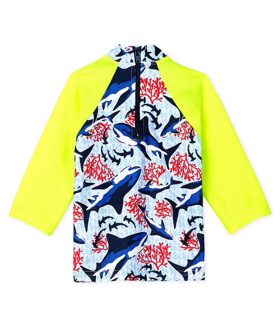 Milieuvriendelijk anti-UV UPF 50+ T-shirt babyjongen blauw SMOKING/wit MULTICO