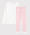 Pyjama fille-femme en coton blanc MARSHMALLOW/rose MINOIS