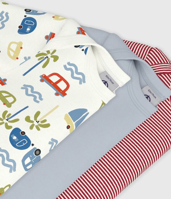 Setje van katoenen body's met korte mouwen en autootjesprint variante 1