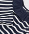 Meisjesjurk met lange mouwen in twee materialen blauw SMOKING/ ARGENT