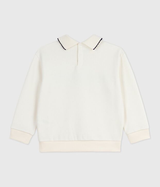 Sweatshirt enfant en coton imprim&eacute; blanc cass&eacute;