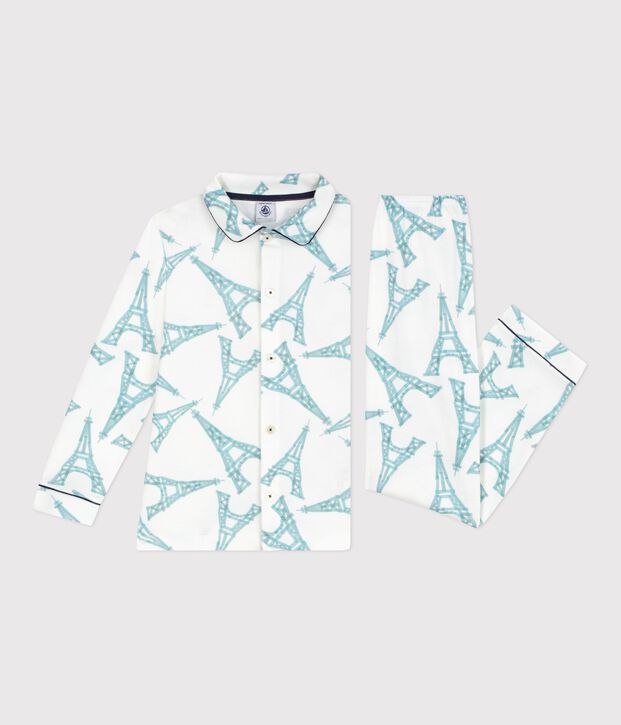 Katoenen geknoopte pyjama met print voor kinderen wit/multicouleur