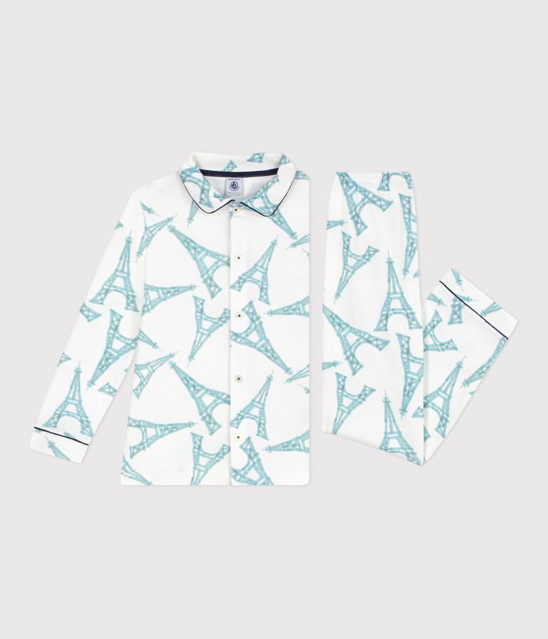 Katoenen geknoopte pyjama met print voor kinderen wit/multicouleur