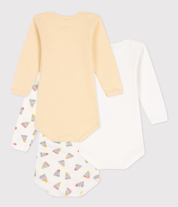 Lot de 3 bodies manches longues b&eacute;b&eacute; en coton multicouleur