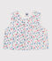 Mouwloos babyjasje in poplin met bloemenprint wit MARSHMALLOW/wit MULTICO