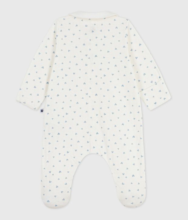 Pyjama b&eacute;b&eacute; en tubique &agrave; col imprim&eacute; c&oelig;urs bleu/bleu