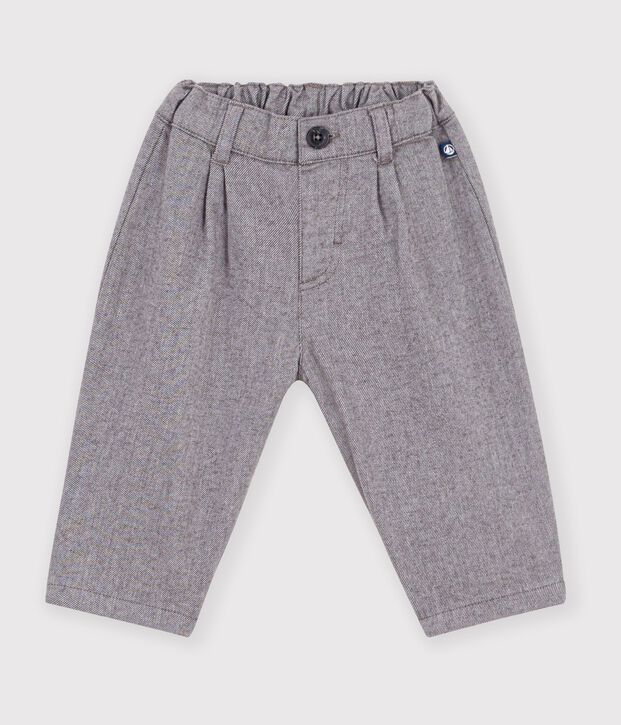 Pantalon b&eacute;b&eacute; en flanelle unie gris