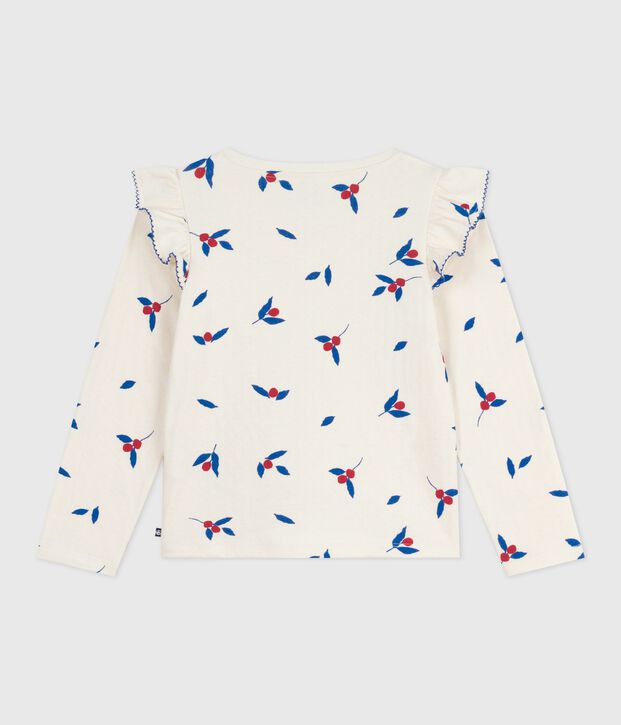 Katoenen T-shirt met lange mouwen en print voor kinderen ecru/multicouleur