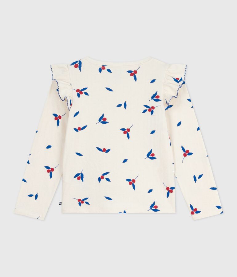 Tee-shirt enfant manches longues en coton imprim&eacute; &eacute;cru/multicouleur