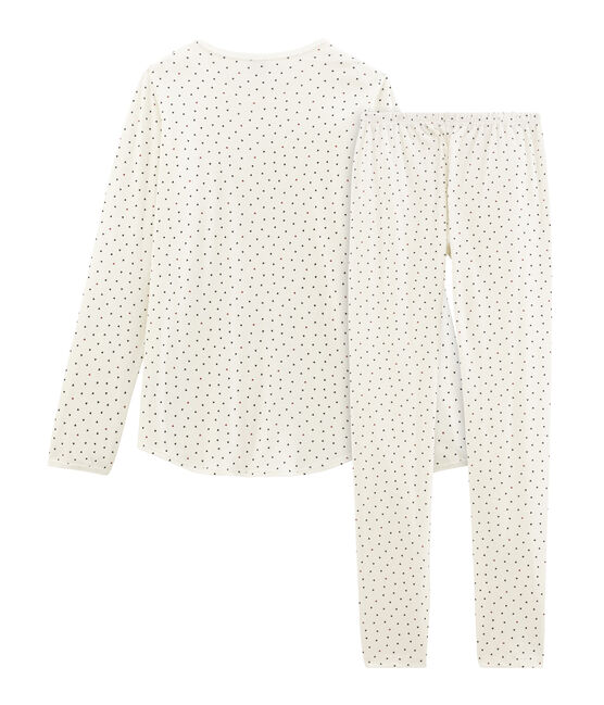Pyjama fille en côte blanc MARSHMALLOW/blanc MULTICO