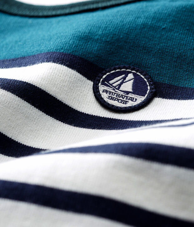 Combicourt b&eacute;b&eacute; gar&ccedil;on en jersey lourd ray&eacute; vert/blanc/bleu