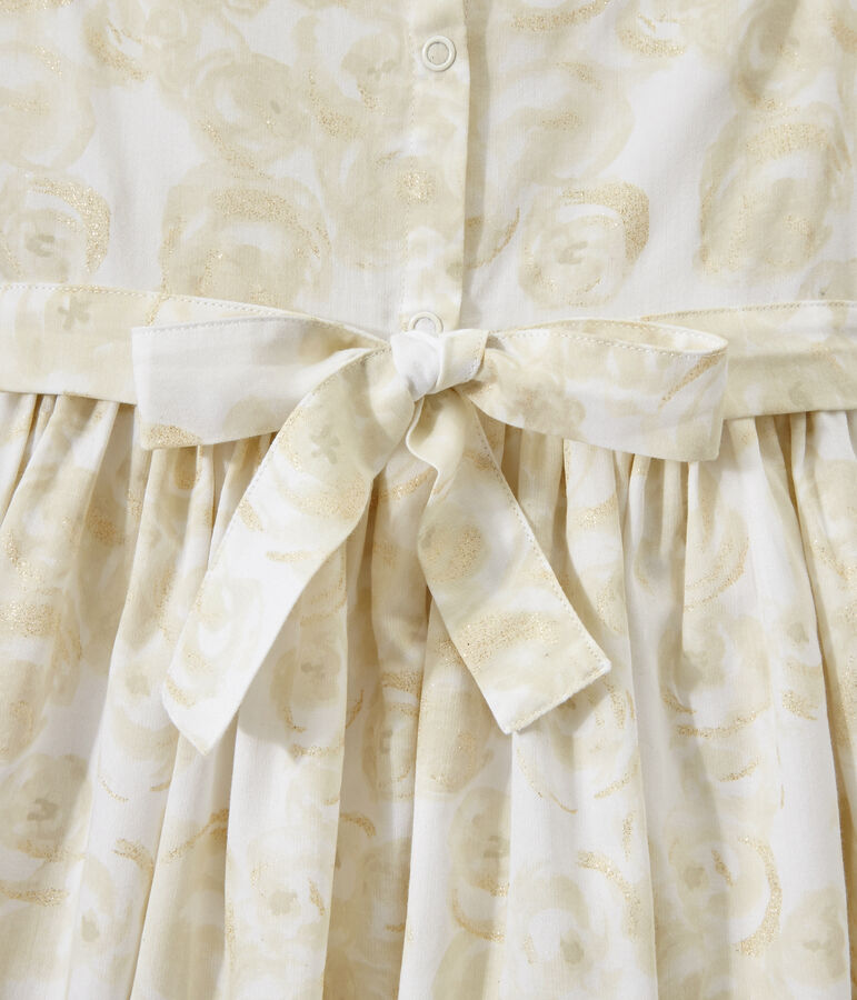 Mouwloze meisjesjurk met dessin wit MARSHMALLOW/wit MULTICO