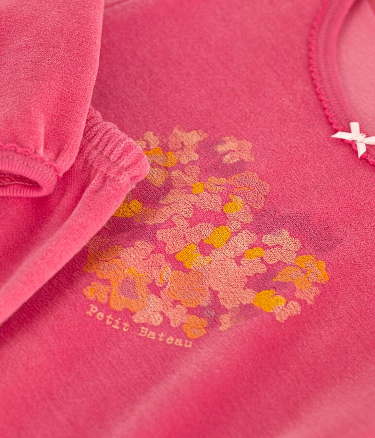 Pyjama enfant en velours rose PEONIA