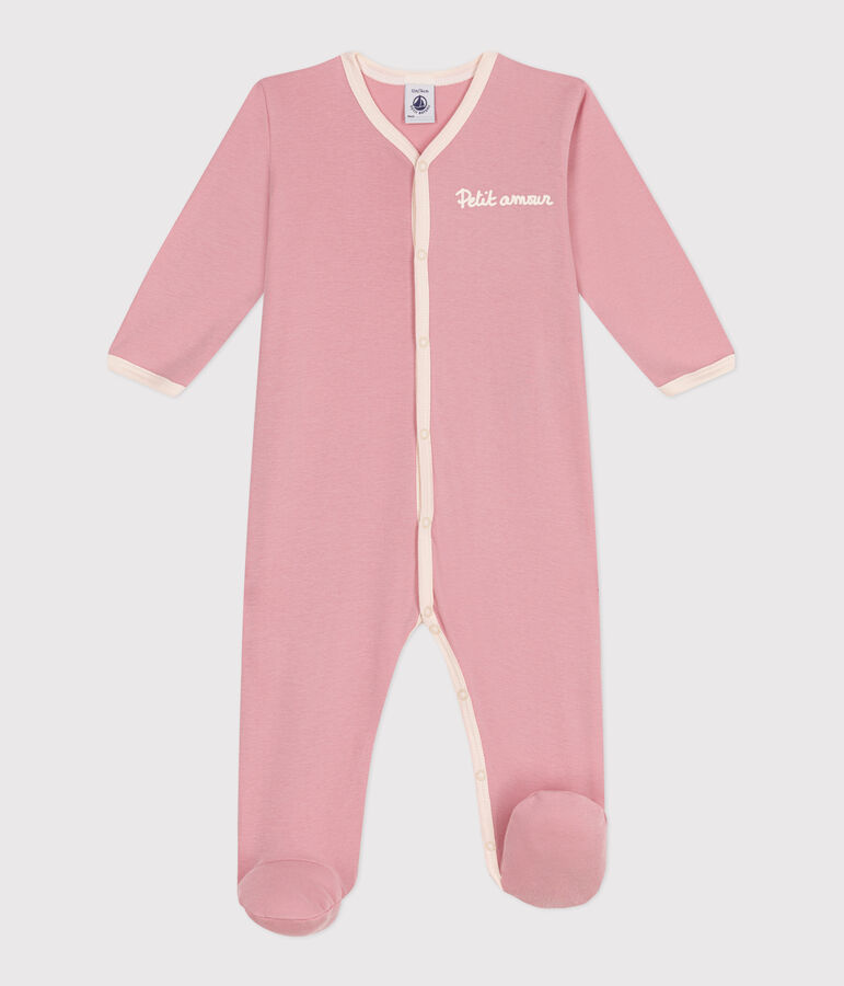 Effen katoenen babypyjama roze