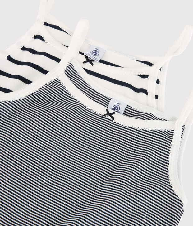 Lot de 2 chemises &agrave; bretelles ray&eacute;es fille en coton biologique multicouleur