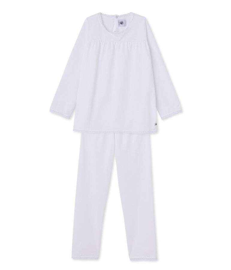 Pyjama fille &agrave; pois blanc ECUME