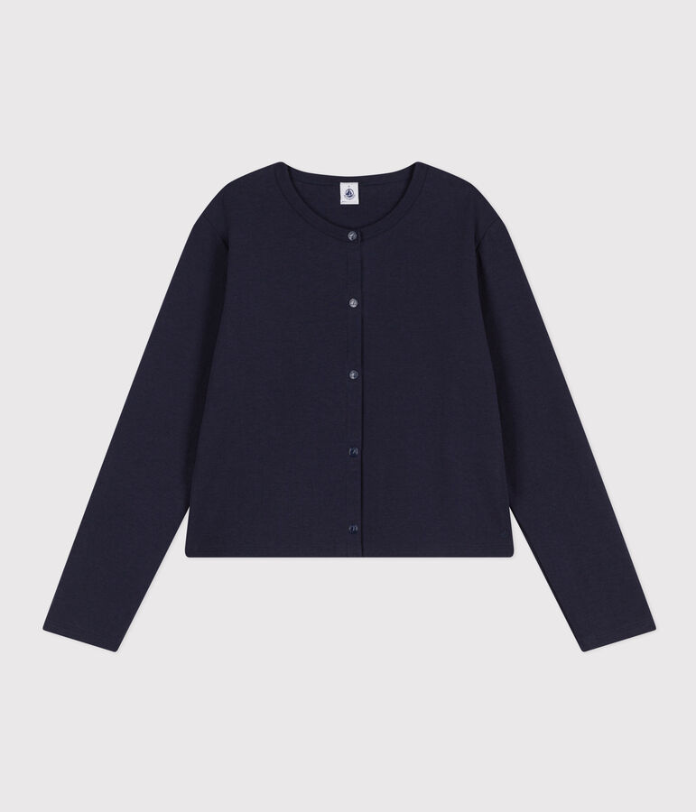 Cardigan &agrave; pressions en coton Femme bleu