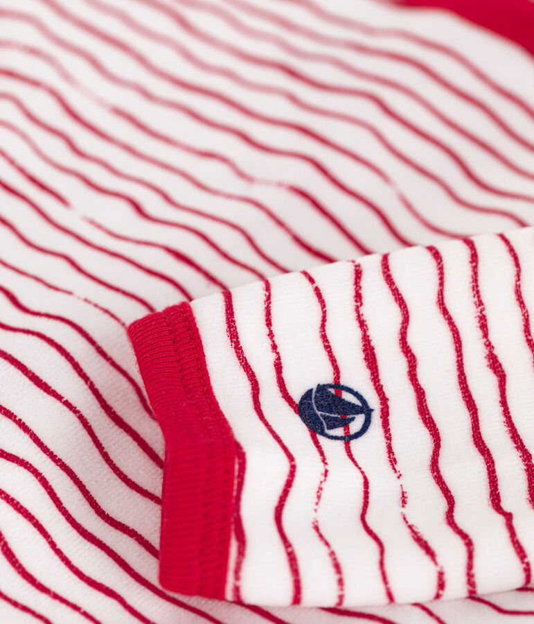 Dors bien en velours b&eacute;b&eacute; blanc/rouge