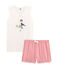 Pyjacourt fille en côte rose CUPCAKE/blanc MARSHMALLOW