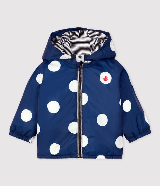 Warme windstopper van gerecycleerd polyester voor baby's blauw/wit