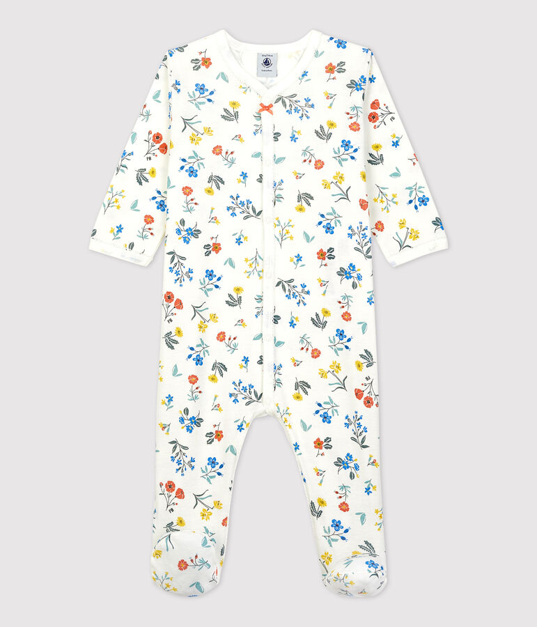 Katoenen slaappakje met bloemenprint voor baby's wit/multicouleur