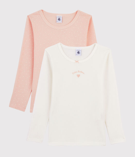 Set met 2 T-shirts lange mouwen meisjes met hartjes variante 1