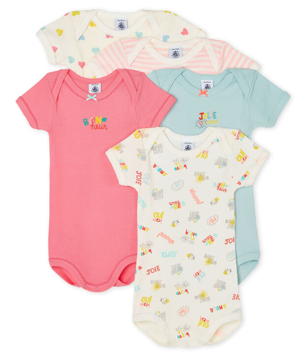 Set van 5 rompertjes met korte mouwen voor baby meisjes multicouleur