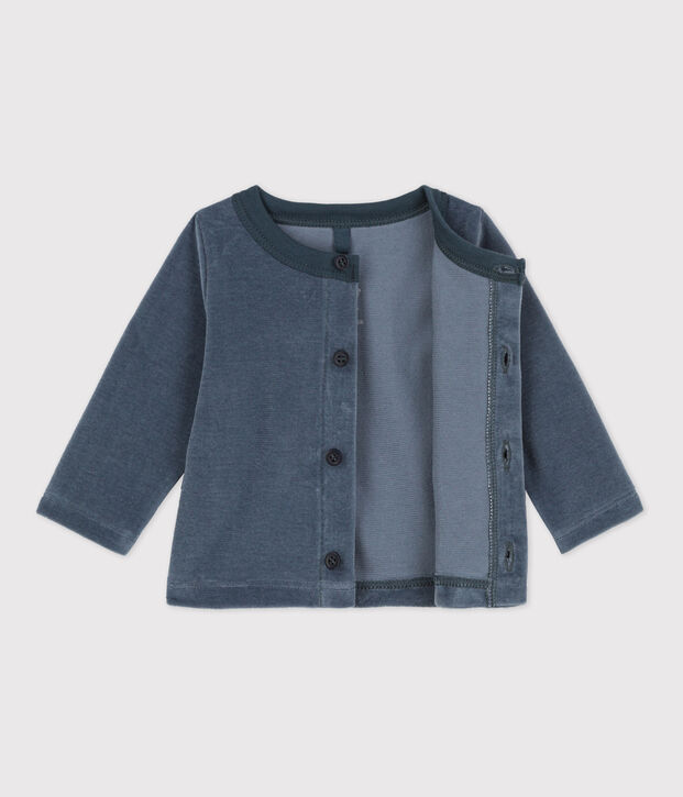 Babycardigan van katoenen velours grijs