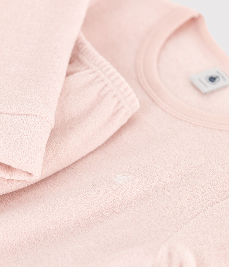 Pyjama voor meisjes/jongens in geruwde badstof roze SALINE