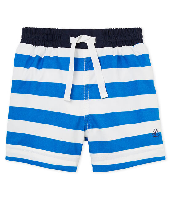 Short de plage rayé bébé garçon bleu RIYADH/blanc MARSHMALLOW