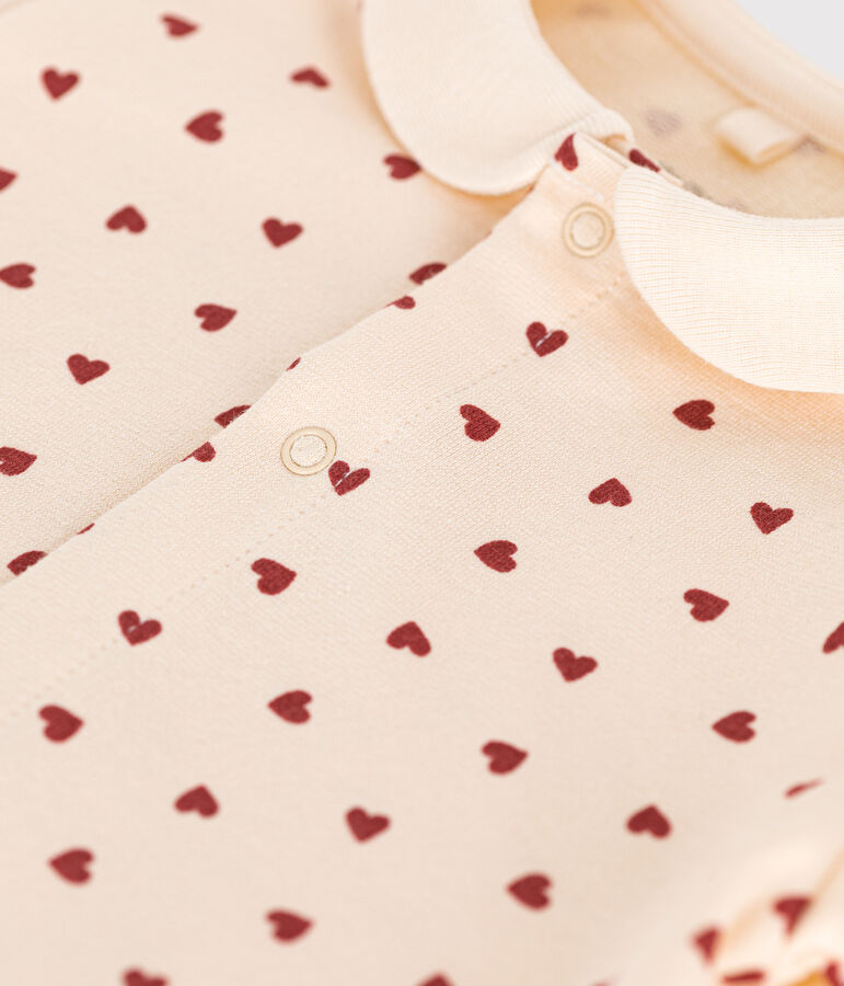 Combinaison courte en molleton l&eacute;ger b&eacute;b&eacute; &eacute;cru/marron