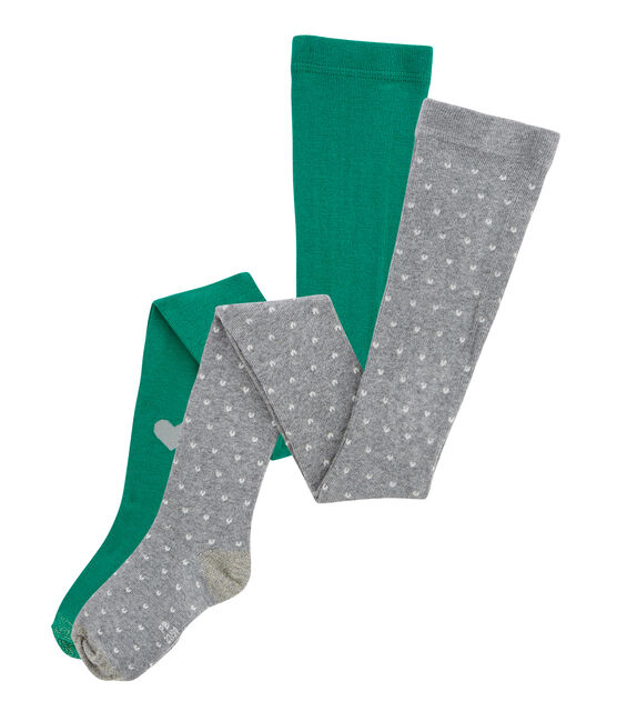 Lot de 2 collants enfant fille gris SUBWAY/vert ECOLOGY