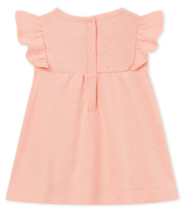 Blouse manches courtes b&eacute;b&eacute; fille en coton/lin rose