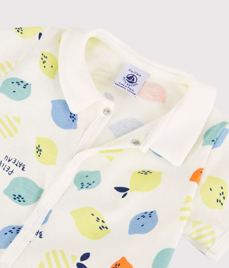 Combicourt citron b&eacute;b&eacute; en coton biologique blanc/multicouleur